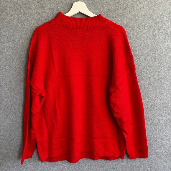 NEW! Mock Neck Red Cable Knit Sweater L Dear Scarlett - Picture 3 of 7